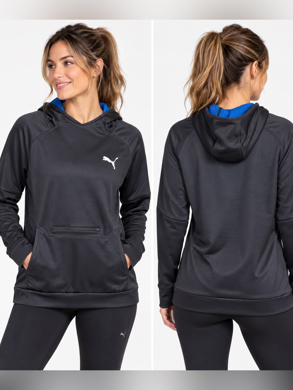 PUMA Women’s Black Performance Fleece Lined Pullover Hoodie Size Large